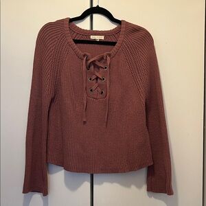 Cute LA Hearts Front Knit-Up Sweater